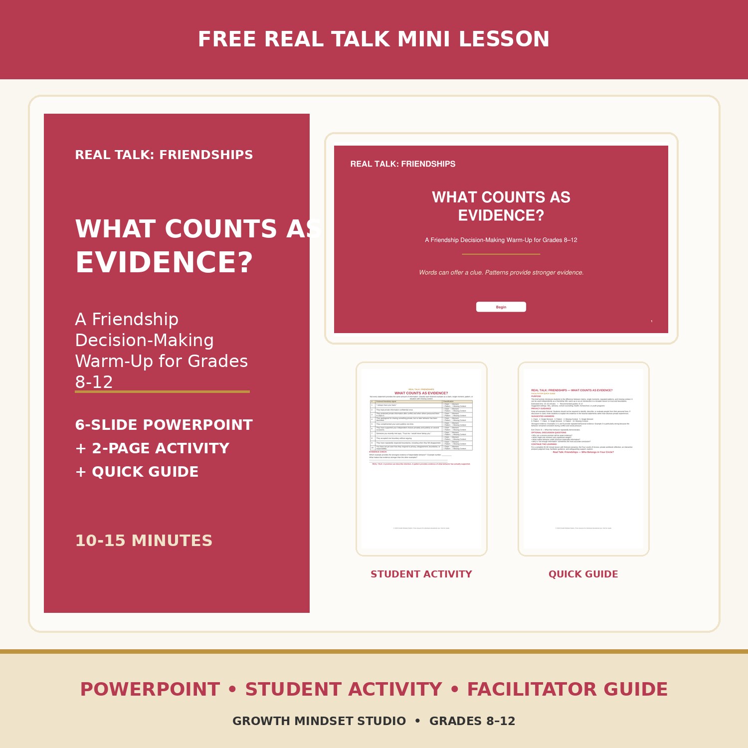 What Counts as Evidence free friendship SEL lesson